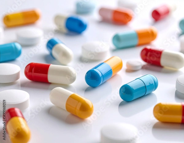 Fototapeta pills on white background