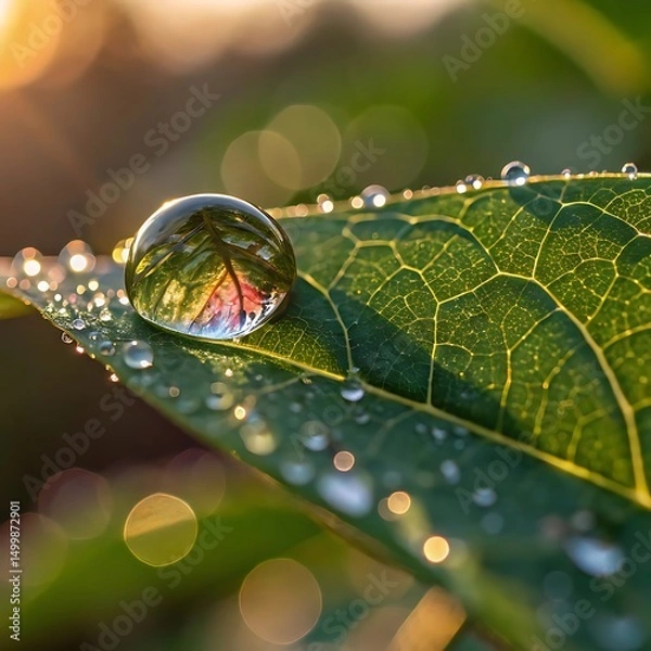 Fototapeta water drops on a leaf