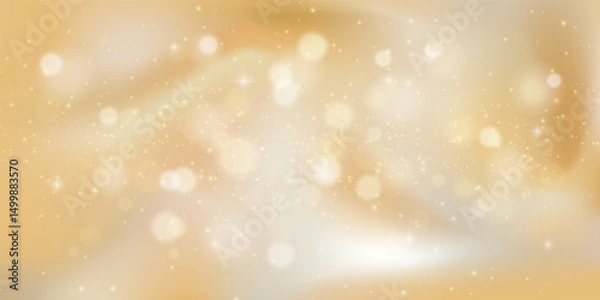 Fototapeta Champagne gold bokeh texture with soft glitter, glow and shimmer. Seamless luxury background with warm beige gradient, festive sparkle and dreamy satin light effect. Elegant cosmetic style vector.