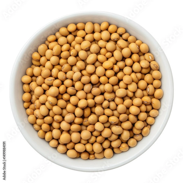 Obraz Soy beans in a white bowl on transparent background