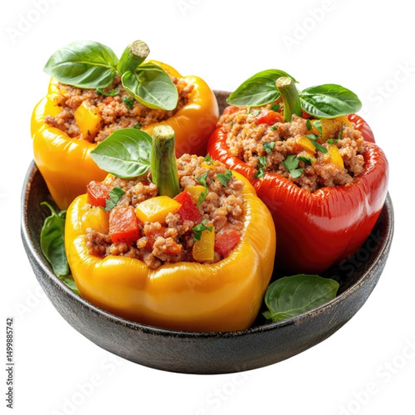 Obraz Bell Peppers With Ground Meat on transparent background