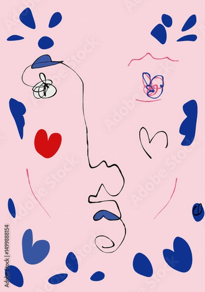 Obraz  face line drawing minimal portrait 