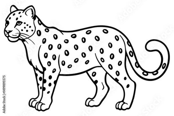 Obraz White Snow Leopard Line Art