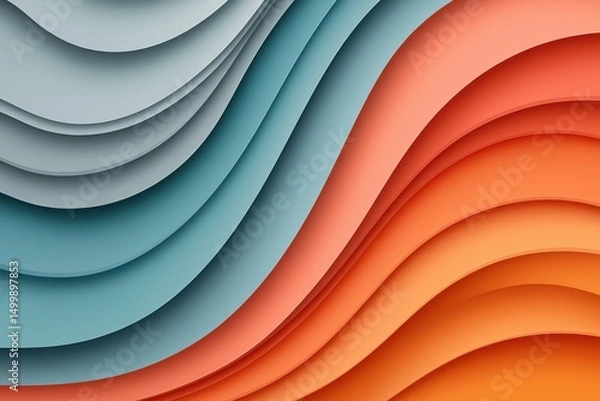 Fototapeta Colorful Abstract Waves with Smooth Gradient Layers in Modern Design