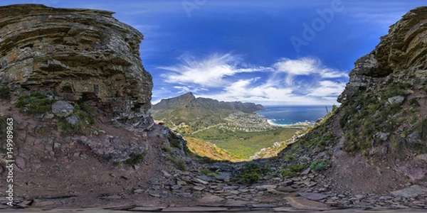 Fototapeta Full 360 virtual reality panoramic of Lions Head and Table Mountain peaks in Cape Town, South Africa