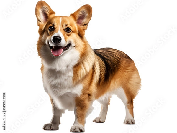 Obraz Corgi dog standing in side view isolated on transparent background