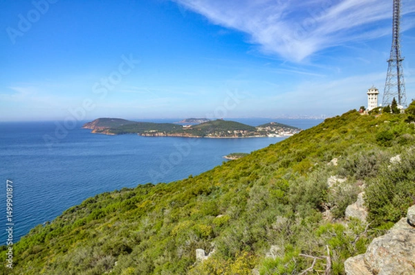 Obraz Burgazada island and Marmara sea scenic view from Yücetepe hill on Buyukada island (Adalar, Turkiye)