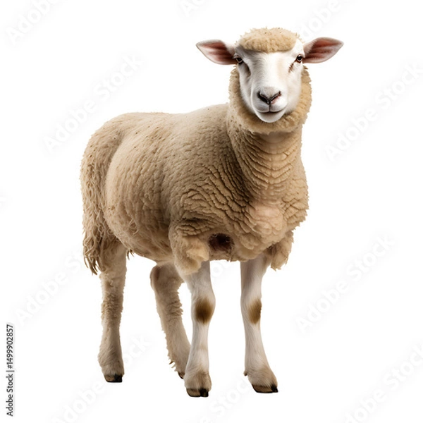 Obraz Young sheep looking at camera side view isolated on transparent background