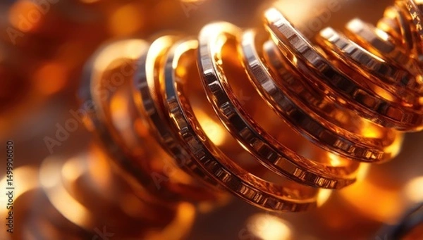 Obraz Golden rings in spiral, close-up