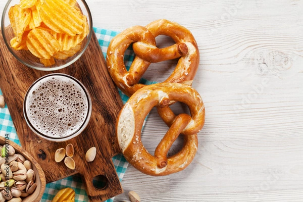 Fototapeta Lager beer and snacks