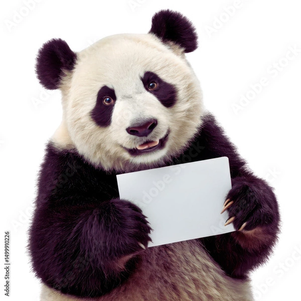 Fototapeta Young Panda with Bamboo - PNG Image