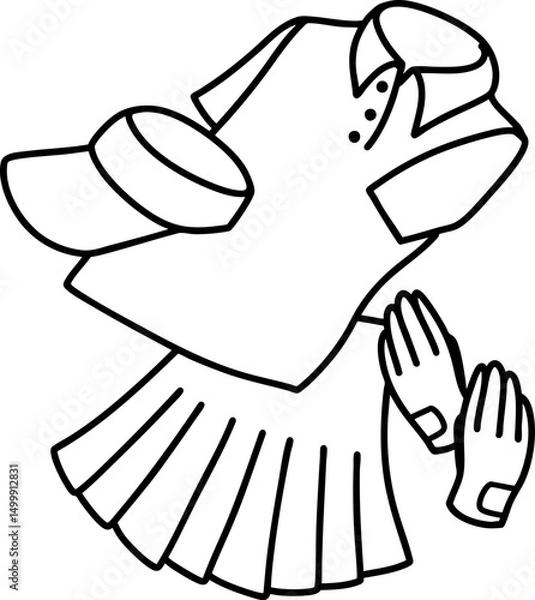 Obraz ゴルフウェアレディースセット　半袖　モノクロアイコンイラスト