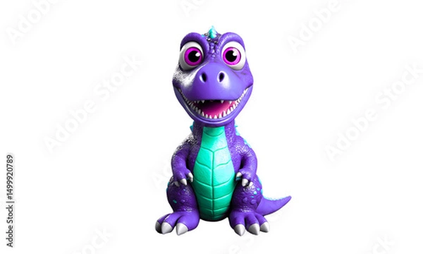 Obraz Child-Friendly Cartoon Dinosaur PNG – Cute Dino Toy Figure for Educational Content, Birthday Themes, and Fun Design Elements

