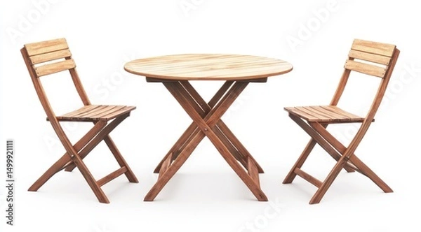 Fototapeta Wooden bistro table and two chairs
