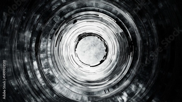 Fototapeta A stylish and adaptable stock visual striking monochrome swirl: entrancing gray-white spiral vortex in tones of silver.