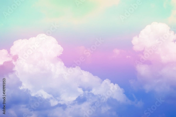 Fototapeta Soft Cloud and sky with  pastel color background