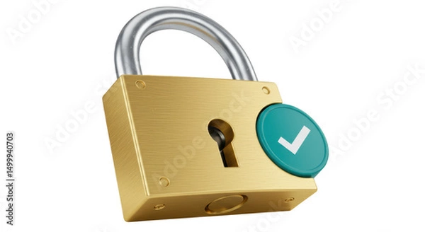 Fototapeta Isolated Padlock with Check Mark