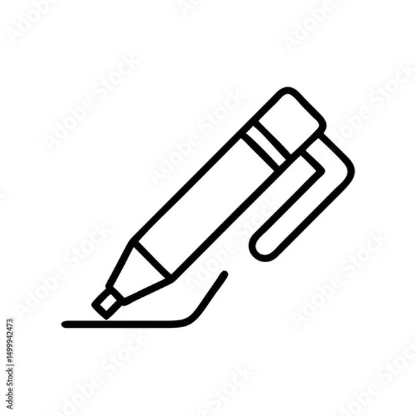 Fototapeta Stylus pen drawing line on a surface with minimalistic design concept of icon  