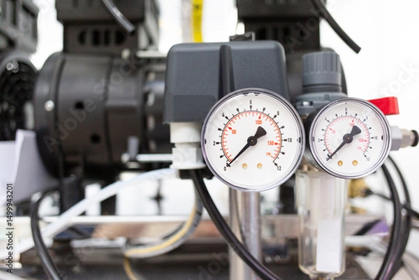 Obraz Analog pressure gauges on the compressor.