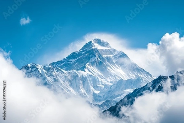 Fototapeta Beautiful landscape of Himalayas mountains in the clouds with blue sky