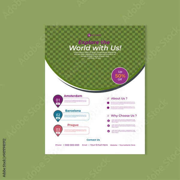 Obraz  Modern travel poster or flyer template design layout.