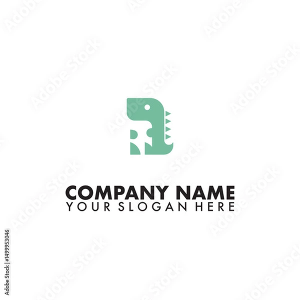 Obraz Cute green crocodile flat vector logo simple minimalist