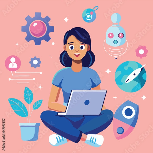 Obraz business woman working on laptop