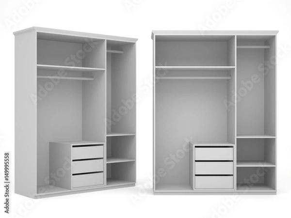 Obraz Wardrobe Isolated on White Background, 3D rendering