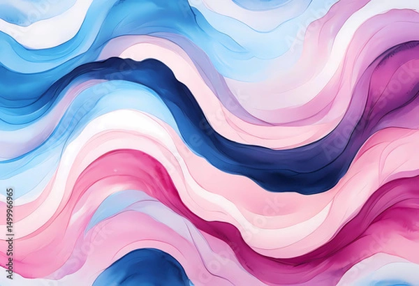 Obraz Wavy Candy-Inspired Abstract in Pink and Blue Layers Digital Illustration