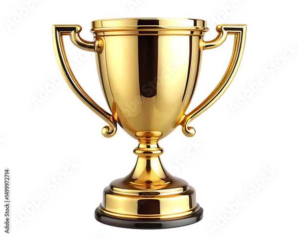 Obraz big gold trophy cup with handles on white background, PNG