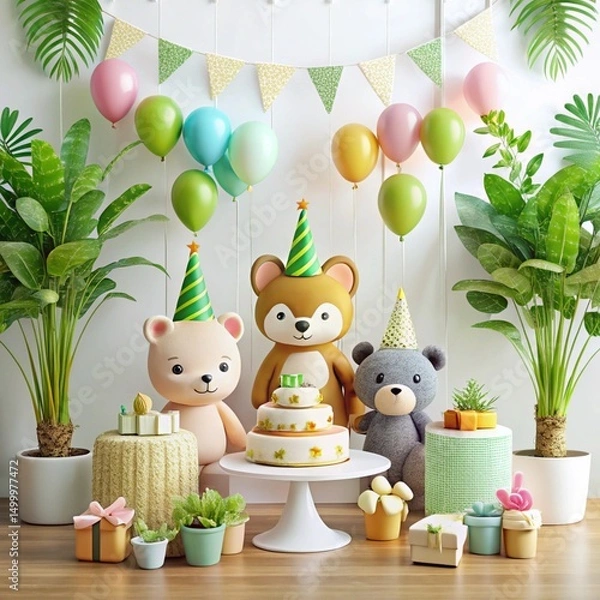 Fototapeta easter bunny and easter eggs