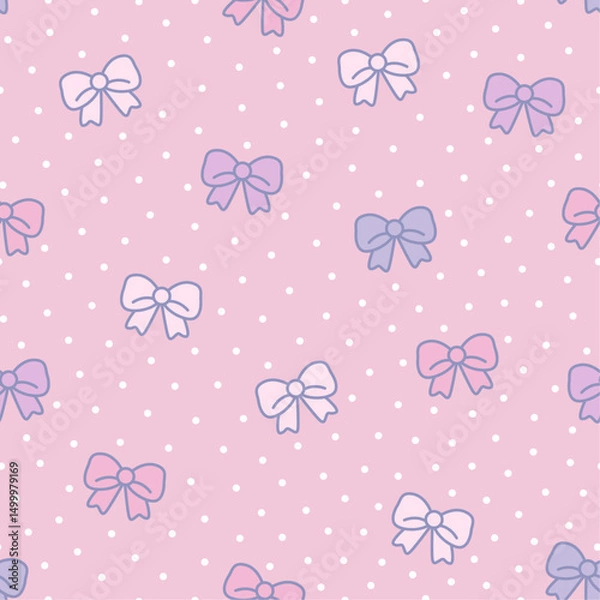 Obraz Seamless pattern with cute bows. Pink vector illustration. Texture for print, textile, fabric.