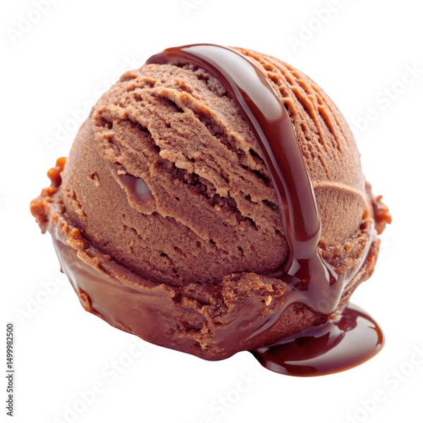 Fototapeta Rich Chocolate Ice Cream Scoop with Drizzle - PNG