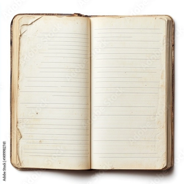 Fototapeta Open vintage notebook with lined pages