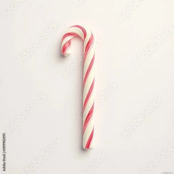 Fototapeta A single candy cane on a white background