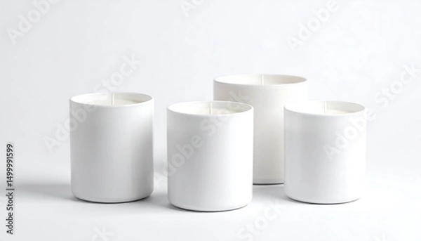 Fototapeta White Candles with Minimalist Design.