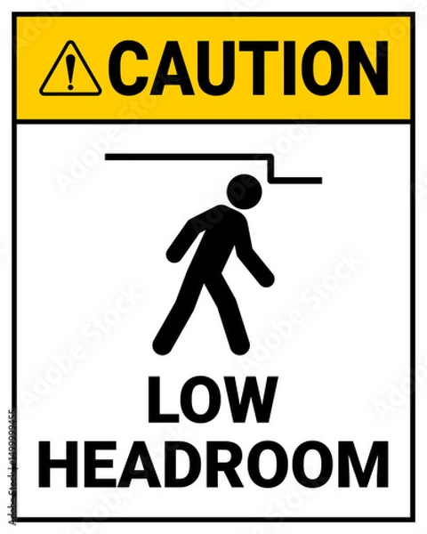 Obraz Caution Low Headroom Sign Vector Illustration