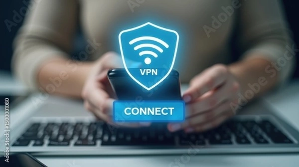 Fototapeta Secure connection on a mobile device.