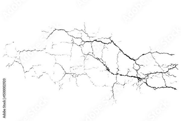 Fototapeta Vector overlay abstract texture. Natural complex crack element on white background. Organic grunge one color surface.
