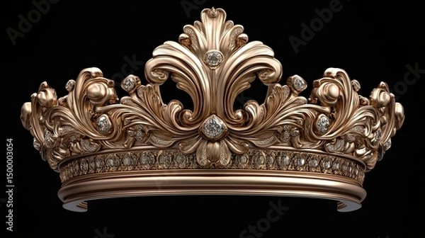 Fototapeta Realistic golden crown cutout with transparent background, ideal for luxury or regal-themed projects. 