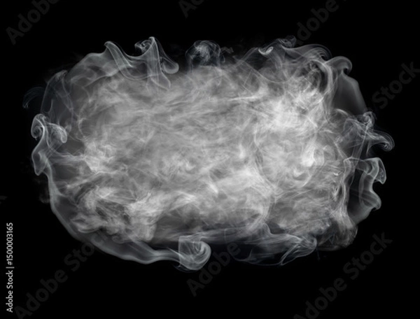 Obraz Frame made of smoke isolated on black background. Fog, mist or smoke set isolated on black background.