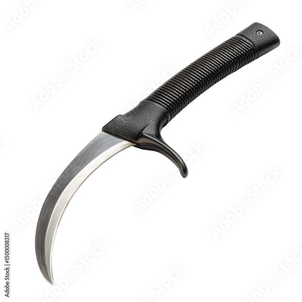 Obraz Sharpened steel sickle with curved blade isolated on transparent background (3)