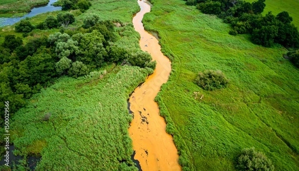 Obraz Orange River Pollution Aerial View.