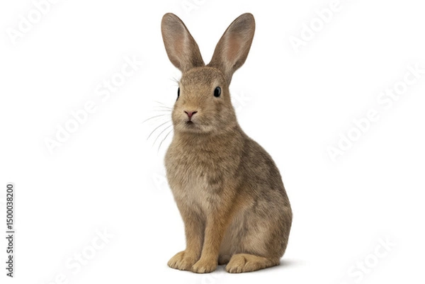 Obraz Brown rabbit sitting on transparent background
