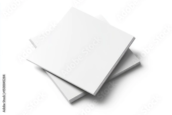 Fototapeta Two blank square books stacked, white