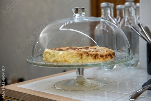 Fototapeta Delicious homemade cake placed inside a transparent takeaway container