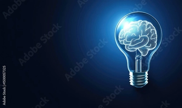 Fototapeta Brain inside glowing lightbulb