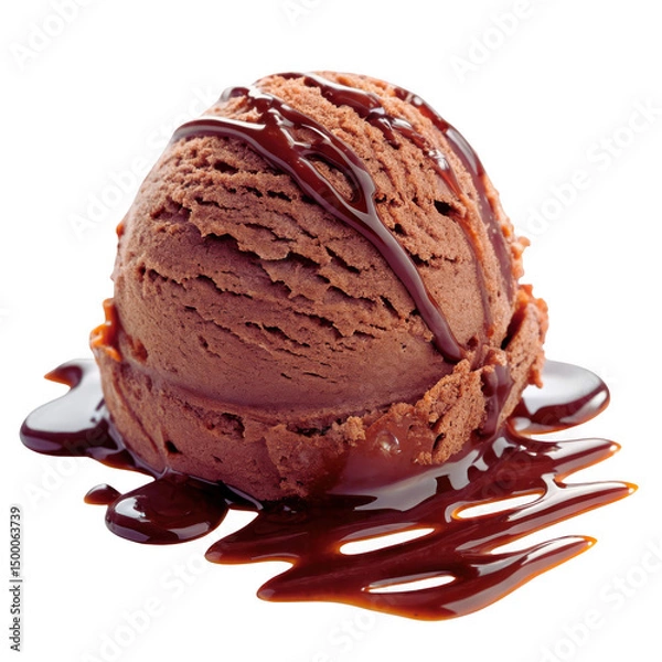 Fototapeta Rich Chocolate Ice Cream Scoop with Drizzle - PNG