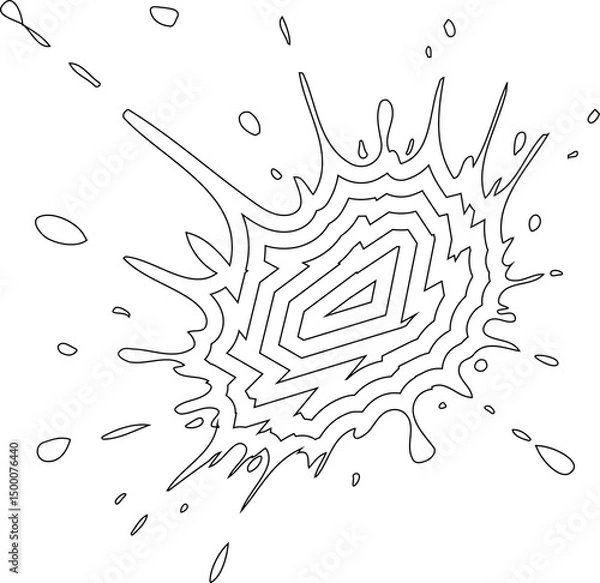 Fototapeta Concentric outline shape formed by scattered black ink spots creating a porous texture with irregular organic edges.