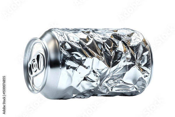 Obraz crumpled empty blank soda can isolated on white, transparent background. png image